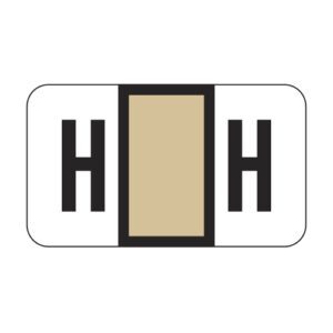 POS Compatible Alpha Ringbook Sheets, Letter "H", Tan, Laminated Stock, 15/16" X 1-5/8" Individual Letters - Roll of 240 - Image 1