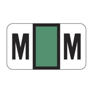 POS Compatible Alpha Ringbook Sheets, Letter "M", Dark Green, Laminated Stock, 15/16" X 1-5/8" Individual Letters - Roll of 240 - Image 1