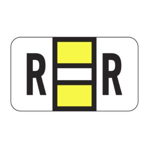 POS Compatible Alpha Ringbook Sheets, Letter "R", Yellow, Laminated Stock, 15/16" X 1-5/8" Individual Letters - Roll of 240 - Image 1
