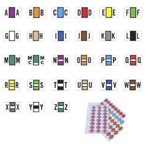 POS Compatible Alpha Ringbook Sheets, Includes File Box with Indexes Letter "A-Z" plus Mc set, Laminated Stock, 15/16" X 1-5/8" Individual Letters - Pack of 3,120 labels - Image 1