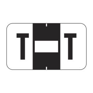 POS Compatible Alpha Ringbook Sheets, Letter "T", Black, Laminated Stock, 15/16" X 1-5/8" Individual Letters - Roll of 240 - Image 1