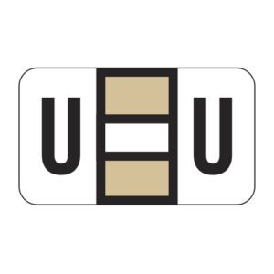 POS Compatible Alpha Ringbook Sheets, Letter "U", Tan, Laminated Stock, 15/16" X 1-5/8" Individual Letters - Roll of 240 - Image 1