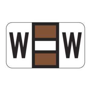 POS Compatible Alpha Ringbook Sheets, Letter "W", Brown, Laminated Stock, 15/16" X 1-5/8" Individual Letters - Roll of 240 - Image 1