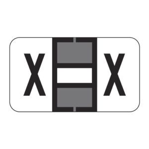 POS Compatible Alpha Ringbook Sheets, Letter "X", Grey, Laminated Stock, 15/16" X 1-5/8" Individual Letters - Roll of 240 - Image 1