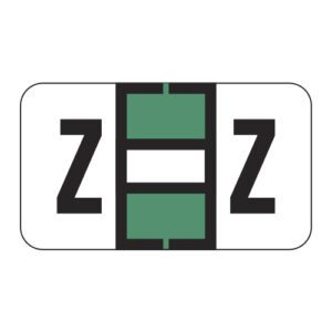 POS Compatible Alpha Ringbook Sheets, Letter "Z", Dark Green, Laminated Stock, 15/16" X 1-5/8" Individual Letters - Roll of 240 - Image 1