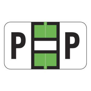 Safeguard 514 Compatible Alpha Labels, Letter "P", Light Green, Laminated Stock, 15/16" X 1-5/8" Individual Letters - Roll of 500 - Image 1