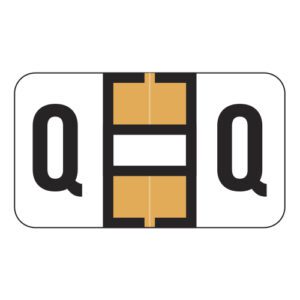 Safeguard 514 Compatible Alpha Labels, Letter "Q", Orange, Laminated Stock, 15/16" X 1-5/8" Individual Letters - Roll of 500 - Image 1