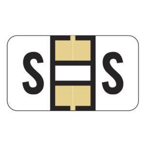 Safeguard 514 Compatible Alpha Labels, Letter "S", Tan, Laminated Stock, 15/16" X 1-5/8" Individual Letters - Roll of 500 - Image 1