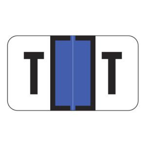 Safeguard 514 Compatible Alpha Labels, Letter "T", Royal Blue, Laminated Stock, 15/16" X 1-5/8" Individual Letters - Roll of 500 - Image 1