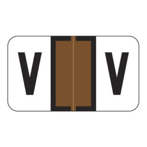 Safeguard 514 Compatible Alpha Labels, Letter "V", Brown, Laminated Stock, 15/16" X 1-5/8" Individual Letters - Roll of 500 - Image 1