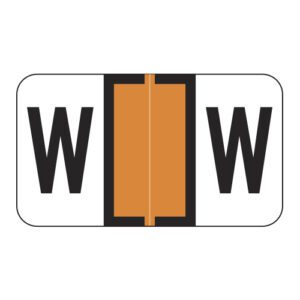 Safeguard 514 Compatible Alpha Labels, Letter "W", Orange, Laminated Stock, 15/16" X 1-5/8" Individual Letters - Roll of 500 - Image 1