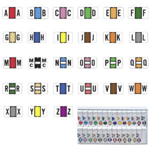 Safeguard 514 Compatible Alpha Labels, Letter "A-Z" Plus Mc Set - Tray, Laminated Stock, 15/16" X 1-5/8" Individual Letters - 27 Roll of 500 - Image 1
