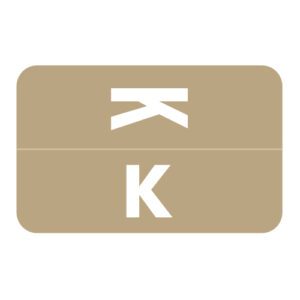 Tab/Smead ACCS Compatible Alpha Labels, Letter "K", Tan, Laminated Stock, 1-5/8" X 1" Individual Letters - Pack of 100 - Image 1
