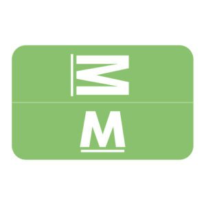 Tab/Smead ACC Compatible Alpha Labels, Letter "M", Light Green, Laminated Stock, 1-5/8" X 1" Individual Letters - Roll of 250 - Image 1