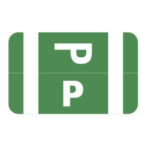 Tab/Smead ACC Compatible Alpha Labels, Letter "P", Dark Green, Laminated Stock, 1-5/8" X 1" Individual Letters - Roll of 250 - Image 1