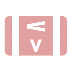 Tab/Smead ACC Compatible Alpha Labels, Letter "V", Pink, Laminated Stock, 1-5/8" X 1" Individual Letters - Roll of 250 - Image 1
