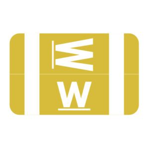 Tab/Smead ACC Compatible Alpha Labels, Letter "W", Yellow, Laminated Stock, 1-5/8" X 1" Individual Letters - Roll of 250 - Image 1