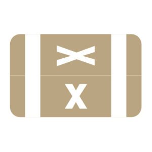 Tab/Smead ACC Compatible Alpha Labels, Letter "X", Tan, Laminated Stock, 1-5/8" X 1" Individual Letters - Roll of 250 - Image 1