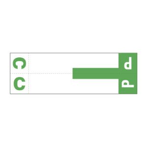 Smead SNCC Compatible Alpha Labels, Letter "CP", Dark Green, Unaminated Stock, 1-5/32" X 3-5/8" Individual Letters - Pack of 100 - Image 1