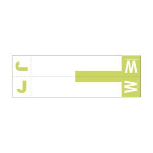 Smead SNCC Compatible Alpha Labels, Letter "JW", Fluorescent Green, Unaminated Stock, 1-5/32" X 3-5/8" Individual Letters - Pack of 100 - Image 1