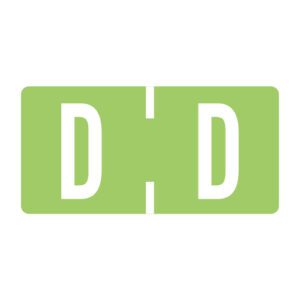 TBAV Compatible Alpha Labels, Letter "D", Light Green, Vinyl Stock, 1/2" X 1" Individual Letters - Roll of 500 - Image 1