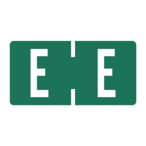 TBAV Compatible Alpha Labels, Letter "E", Dark Green, Vinyl Stock, 1/2" X 1" Individual Letters - Roll of 500 - Image 1