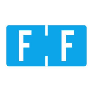 TBAV Compatible Alpha Labels, Letter "F", Blue, Vinyl Stock, 1/2" X 1" Individual Letters - Roll of 500 - Image 1