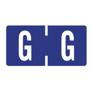 TBAV Compatible Alpha Labels, Letter "G", Royal Blue, Vinyl Stock, 1/2" X 1" Individual Letters - Roll of 500 - Image 1