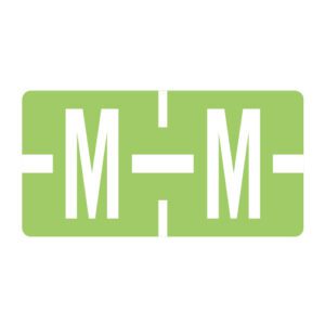 TBAV Compatible Alpha Labels, Letter "M", Light Green, Vinyl Stock, 1/2" X 1" Individual Letters - Roll of 500 - Image 1