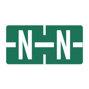 TBAV Compatible Alpha Labels, Letter "N", Dark Green, Vinyl Stock, 1/2" X 1" Individual Letters - Roll of 500 - Image 1
