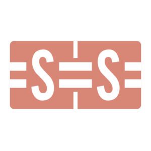 TBAV Compatible Alpha Labels, Letter "S", Pink, Vinyl Stock, 1/2" X 1" Individual Letters - Roll of 500 - Image 1