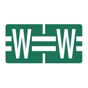 TBAV Compatible Alpha Labels, Letter "W", Dark Green, Vinyl Stock, 1/2" X 1" Individual Letters - Roll of 500 - Image 1