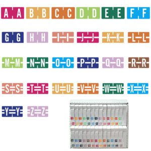 TBAV Compatible Alpha Labels, Letter A-Z set tray, Multiple Color,Vinyl Stock, 1/2" X 1", 26 Rolls of 500 - Image 1