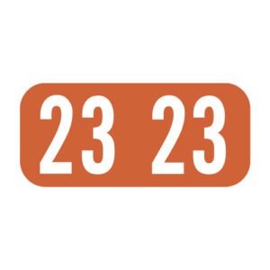 2023 Year Labels, Orange, Tab Products Compatible , 1/2" X 1-1/8" - Bulk (5 Rolls of 500) - Image 1