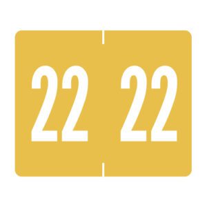 2022 Year Labels, Yellow, Tab Products Compatible, Vinyl Stock, 1" X 1-1/4" - Bulk (5 Rolls of 500) - Image 1