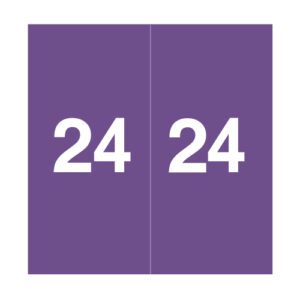 2024 Year Labels, Purple, Ames Compatible, Laminated Stock, 1-7/8" X 1-7/8" - Bulk (5 Rolls of 500) - Image 1