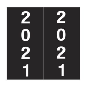 2021 Year Labels, Black, IFC CL7300 Compatible, Laminated Stock, 1-7/8" X 1-7/8" - Bulk (5 Rolls of 500) - Image 1