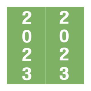 2023 Year Labels, Green, IFC CL7300 Compatible, Laminated Stock, 1-7/8" X 1-7/8" - Bulk (5 Rolls of 500) - Image 1
