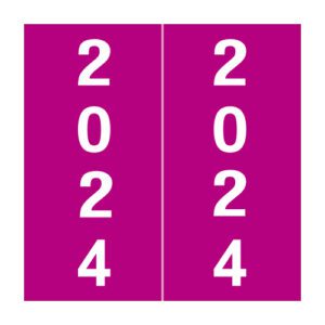 2024 Year Labels, Pink, IFC CL7300 Compatible, Laminated Stock, 1-7/8" X 1-7/8" - Bulk (5 Rolls of 500) - Image 1