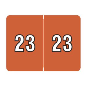 2023 Year Labels, Dark Orange, Datafile Compatible, Laminated Stock, 15/16" X 1-1/4" - Bulk (5 Rolls of 500) - Image 1