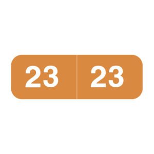 2023 Year Labels, Orange, Ames Compatible, Laminated Stock, 1/2" X 1-1/2" - Bulk (5 Rolls of 500) - Image 1