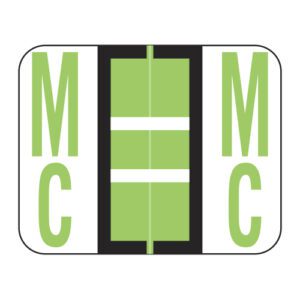 TPAV Compatible Alpha Labels, Letter "Mc", Fluorescent Green, Vinyl Stock,  1" X 1-1/4" Individual Letters - Roll of 500 - Image 1