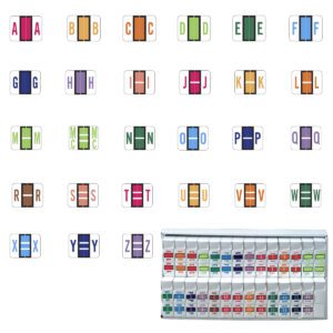 TPAV Compatible Alpha Labels, Letter A-Z set tray with Mc, Multiple Color, Vinyl Stock, 1" X 1-1/4", 27 Roll of 500 - Image 1