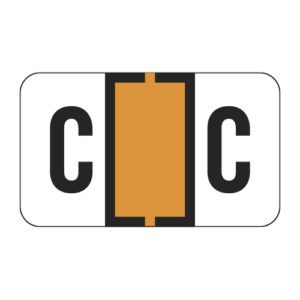 TRAM Compatible Alpha Labels, Letter "C", Orange, Laminated Stock, 15/16" X 1-5/8" Individual Letters - Roll of 500