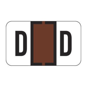 TRAM Compatible Alpha Labels, Letter "D", Brown, Laminated Stock, 15/16" X 1-5/8" Individual Letters - Roll of 500