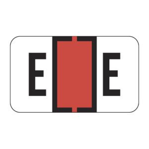 TRAM Compatible Alpha Labels, Letter "E", Red, Laminated Stock, 15/16" X 1-5/8" Individual Letters - Roll of 500