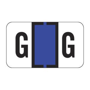 TRAM Compatible Alpha Labels, Letter "G", Royal Blue, Laminated Stock, 15/16" X 1-5/8" Individual Letters - Roll of 500