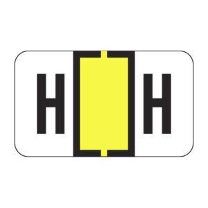 TRAM Compatible Alpha Labels, Letter "H", Yellow, Laminated Stock, 15/16" X 1-5/8" Individual Letters - Roll of 500