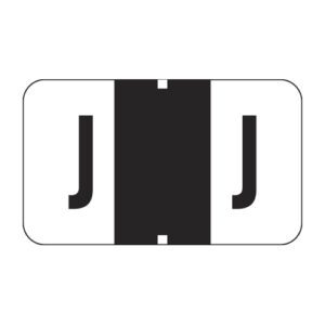 TRAM Compatible Alpha Labels, Letter "J", Black, Laminated Stock, 15/16" X 1-5/8" Individual Letters - Roll of 500 - Image 1
