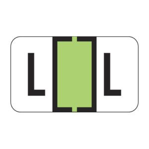 TRAM Compatible Alpha Labels, Letter "L", Light Green, Laminated Stock, 15/16" X 1-5/8" Individual Letters - Roll of 500 - Image 1